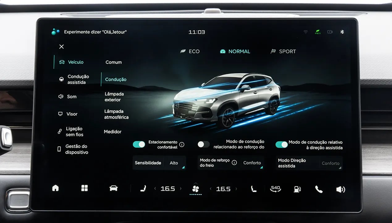 Painel multimídia do Jetour S06